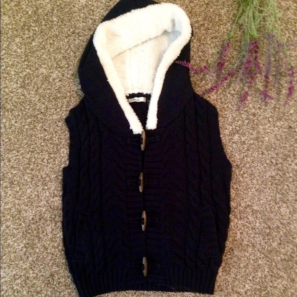 Navy Blue Fuzy Sweater Vest